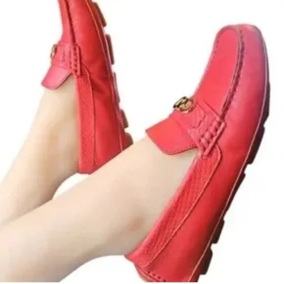Cole Hahn Shelby CH Logo Vibrant Red Leather Loafers. - Picture 7 of 8